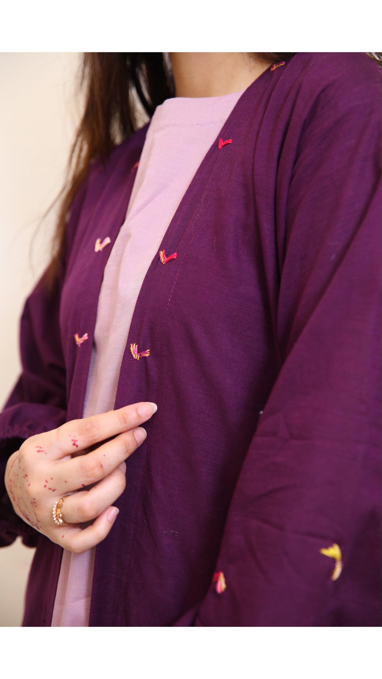 Embroidered Abaya with Inner -Zh18