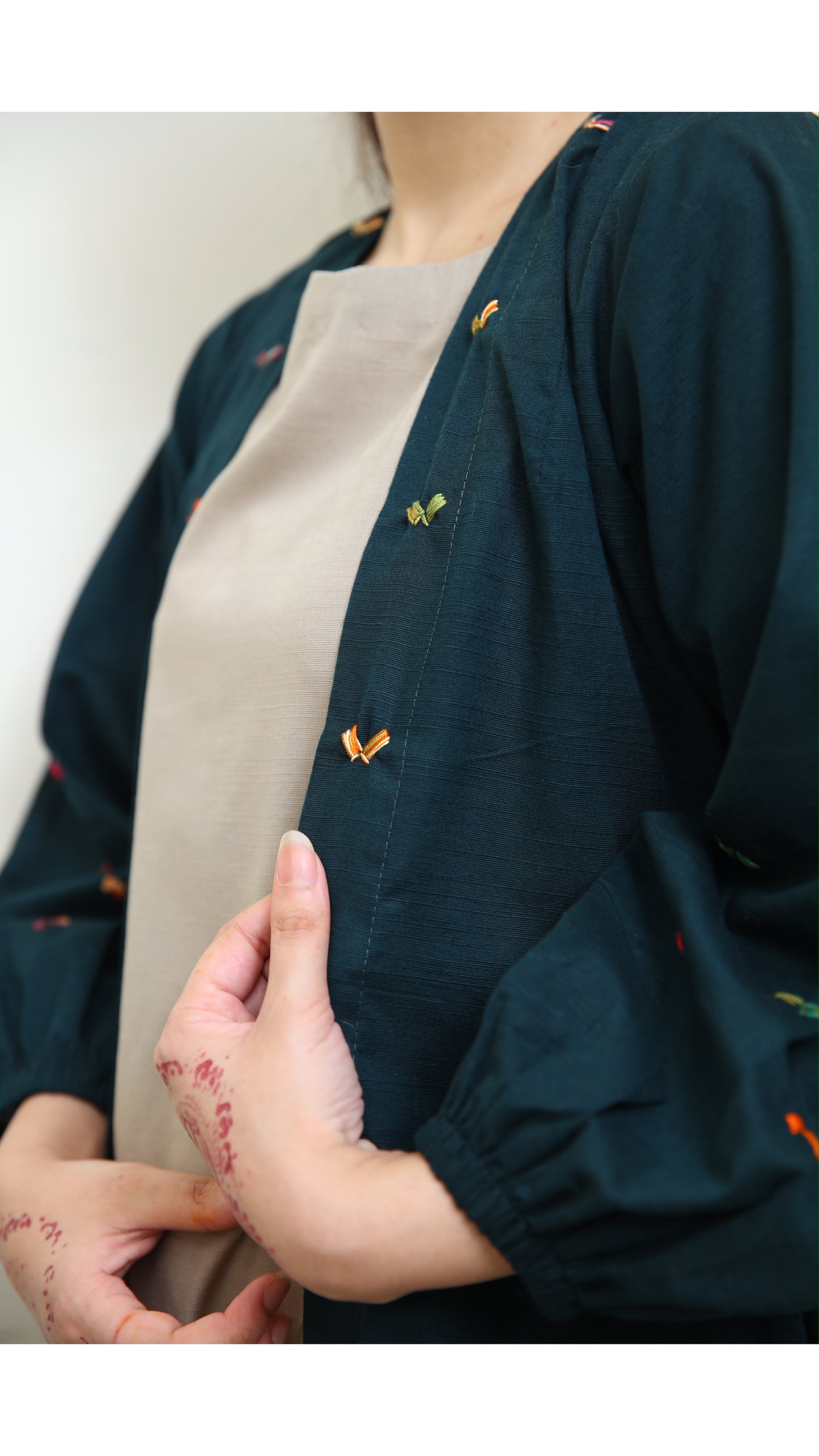 Embroidered Abaya with Inner -Zh20