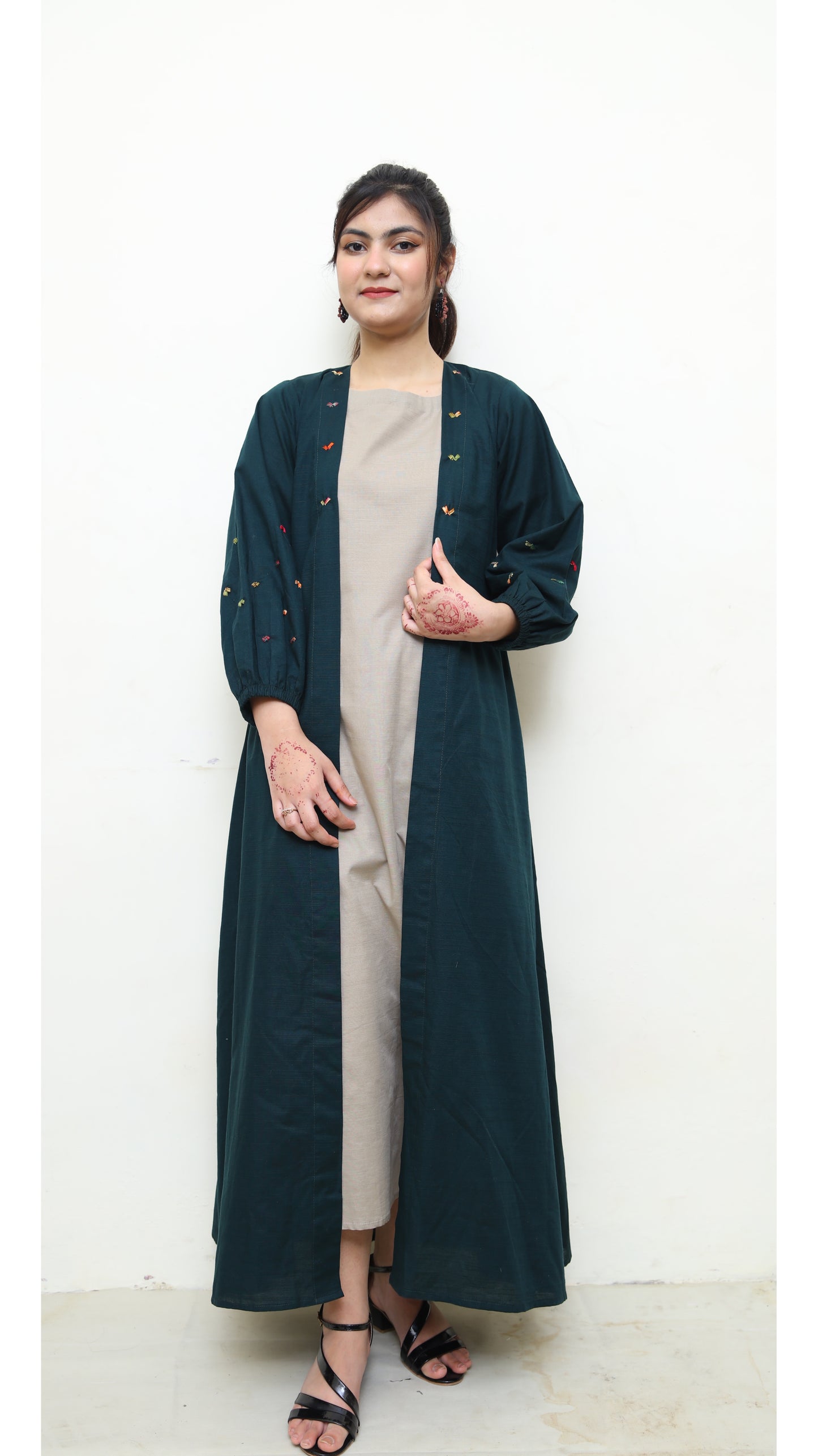 Embroidered Abaya with Inner -Zh20