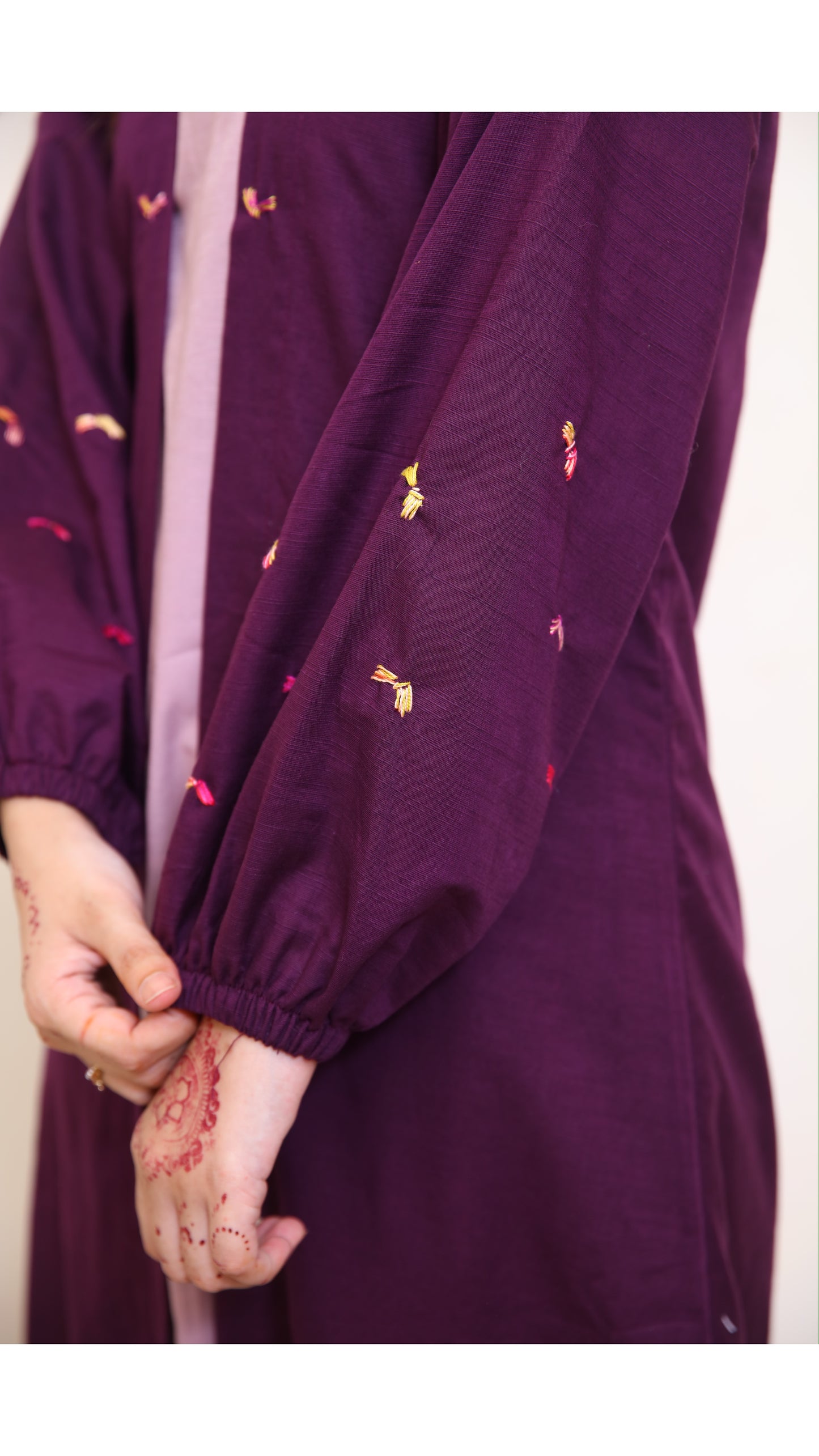 Embroidered Abaya with Inner -Zh18