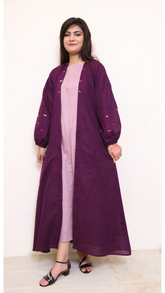 Embroidered Abaya with Inner -Zh18