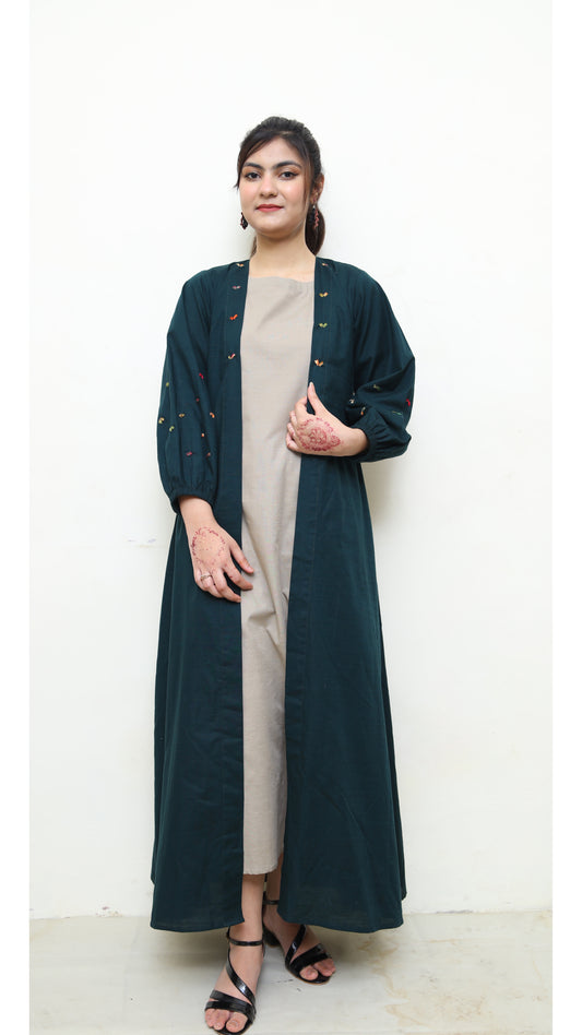 Embroidered Abaya with Inner -Zh20