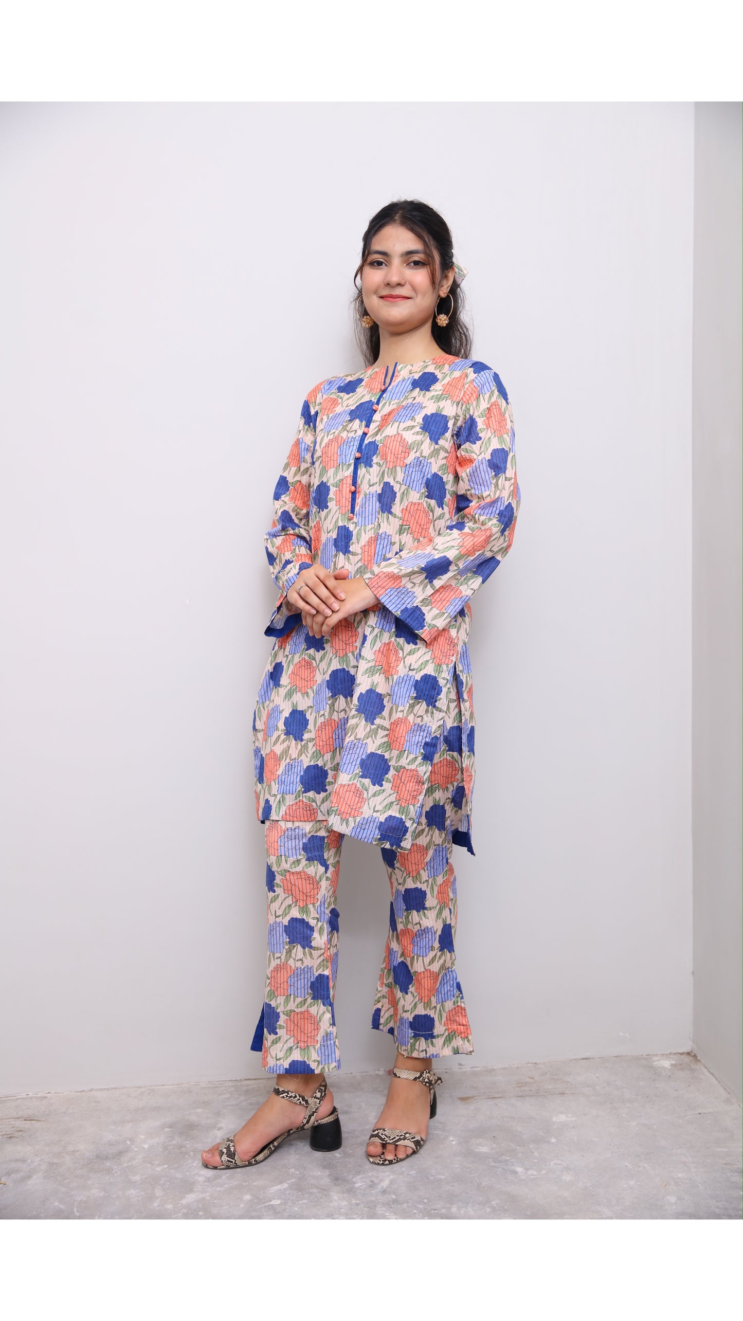 Flower Print Kurta Capri -Zh17