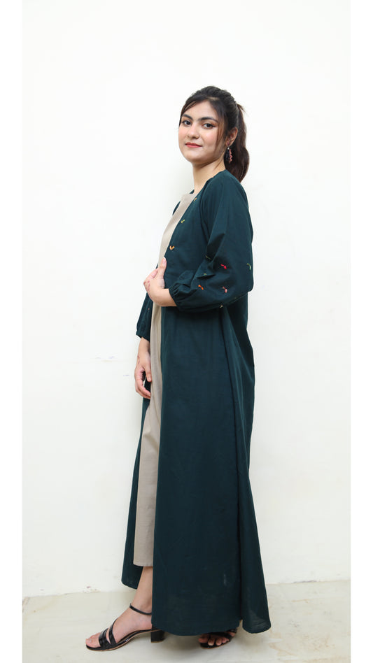 Embroidered Abaya with Inner -Zh20