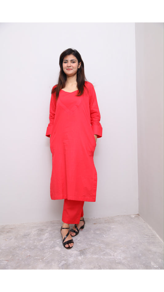 Pink Long shirt with Trouser -Zh16