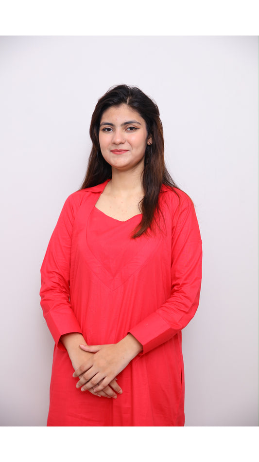 Pink Long shirt with Trouser -Zh16